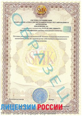 Образец сертификата соответствия (приложение) Нарьян-Мар Сертификат ISO 13485