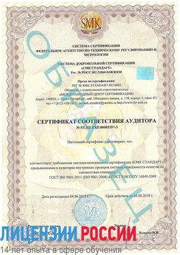 Образец сертификата соответствия аудитора №ST.RU.EXP.00005397-3 Нарьян-Мар Сертификат ISO/TS 16949